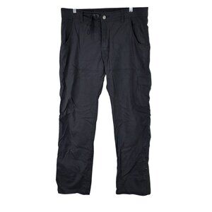Mens Prana Black Stretch Cargo Pants Nylon Blend Lightweight Outdoor 34X32